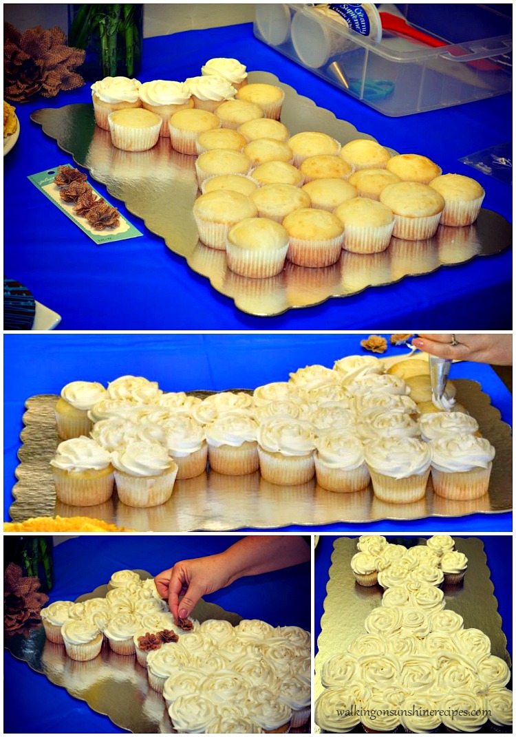 Process photos for Bridal Shower Wedding Dress Cupcakes