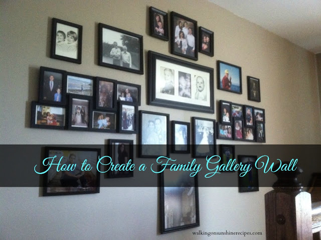 Some great ideas and tips on creating a family wall of photos for your house. Walking on Sunshine Recipes