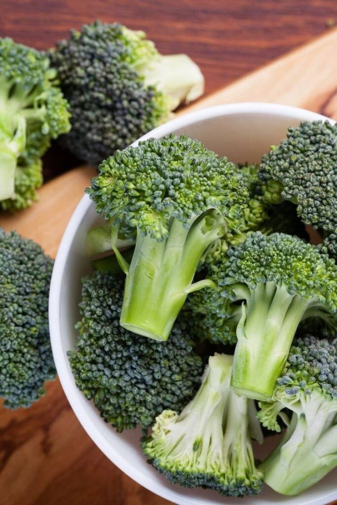 bowl of fresh cut broccoli. 
