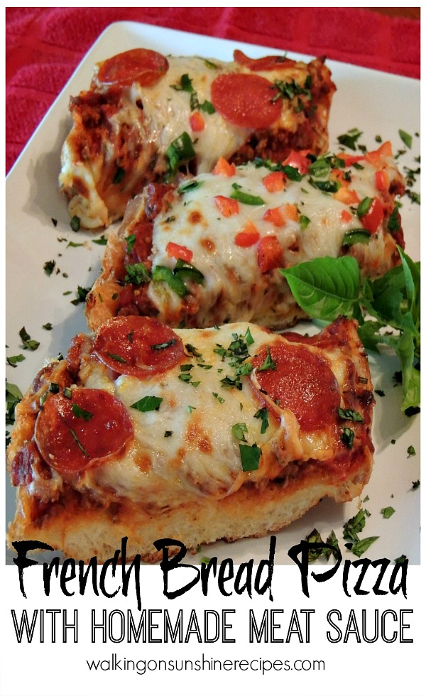 French bread pizza with Meat Sauce from Walking on Sunshine Recipes