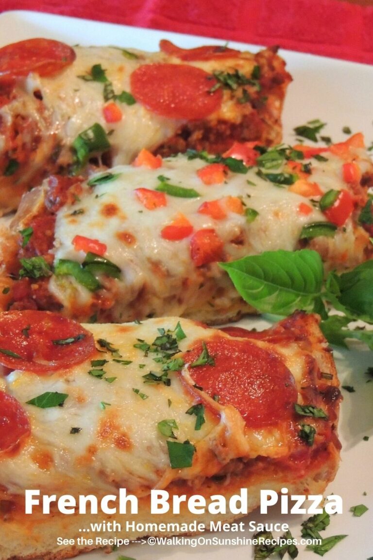 French Bread Pizza with Homemade Meat Sauce Walking on Sunshine