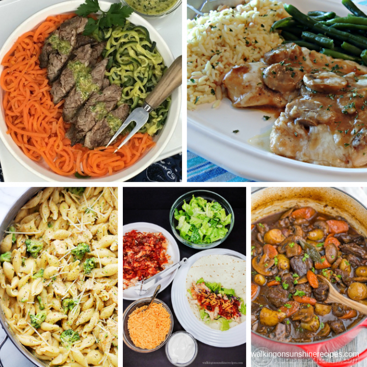 Weekly Meal Plan - Five Easy Dinner Recipes | Walking on Sunshine