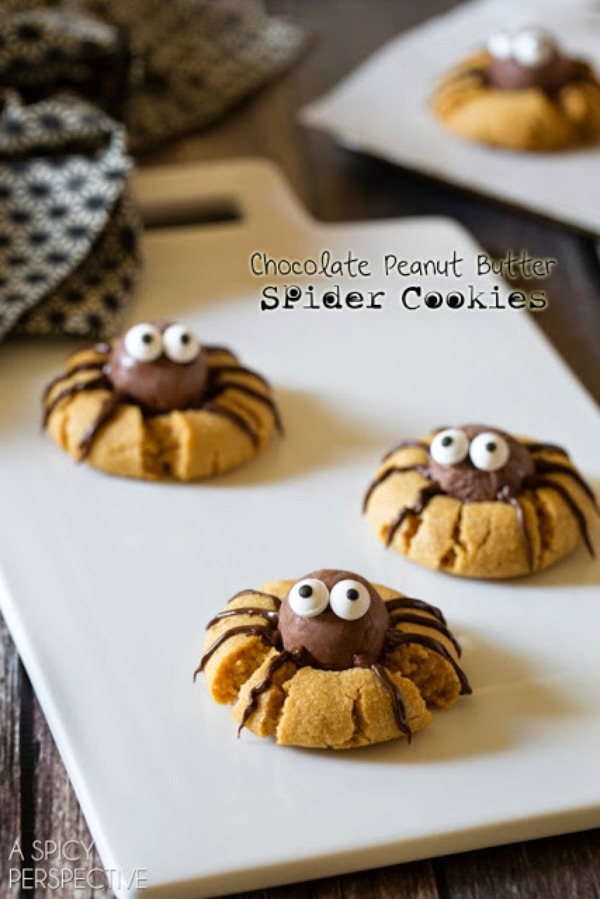 Chocolate Peanut Butter Spider Cookies from A Spicy Perspective