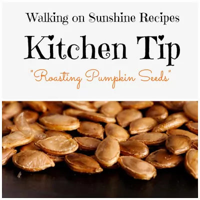 The perfect way to use the seeds after you carve the pumpkin...roasting instructions by Walking on Sunshine Recipes.