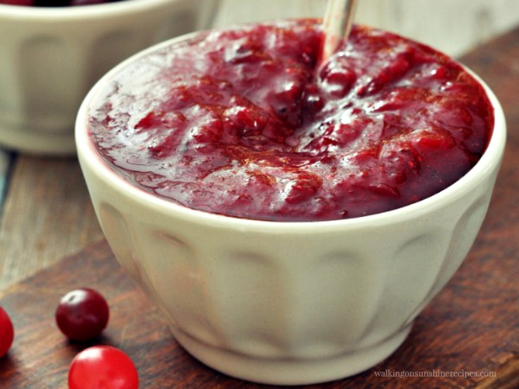 Homemade Cranberry Sauce served in a white bowl