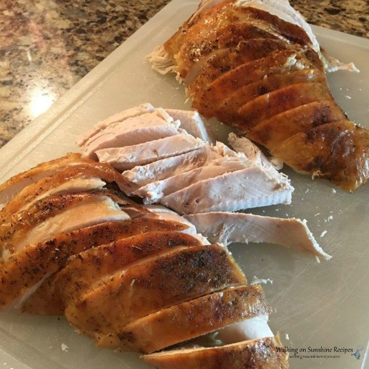 Roast Turkey: Tips you need to Roast the Perfect Turkey for Thanksgiving for your family and friends. Your turkey will be moist and delicious from Walking on Sunshine Recipes. Sliced roasted turkey breast on cutting board.