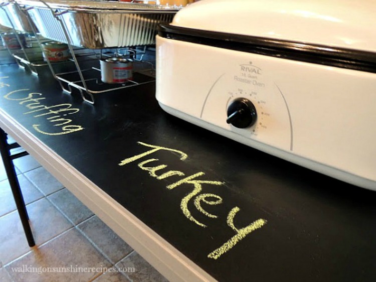 DIY Chalkboard Buffet Table set for Thanksgiving. 