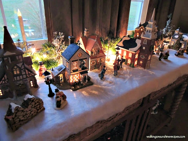 Department 56 Village Display in our home.  Come see how I decorate our home for Christmas with our Department 56 Village Collection. 