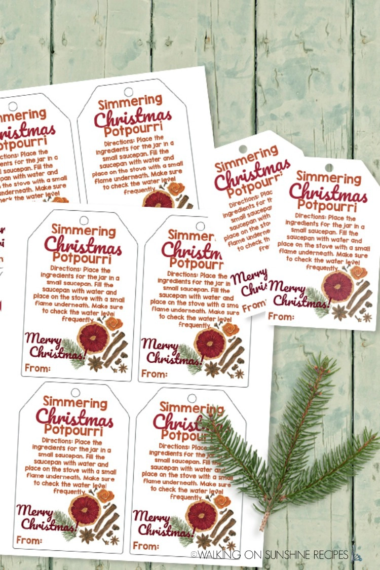 Free Printable Gift Tags for Simmering Christmas Potpourri from WOS