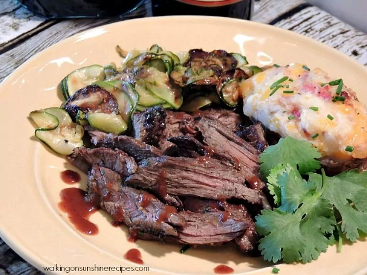Grilled Steak plated from Walking on Sunshine Recipes