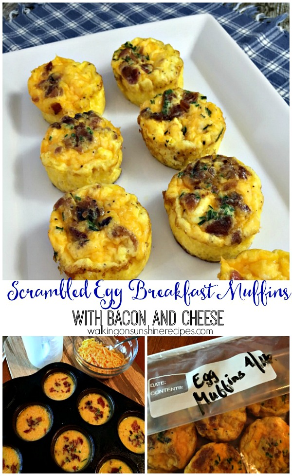 Scrambled Egg Breakfast Muffins with Bacon and Cheese from Walking on Sunshine