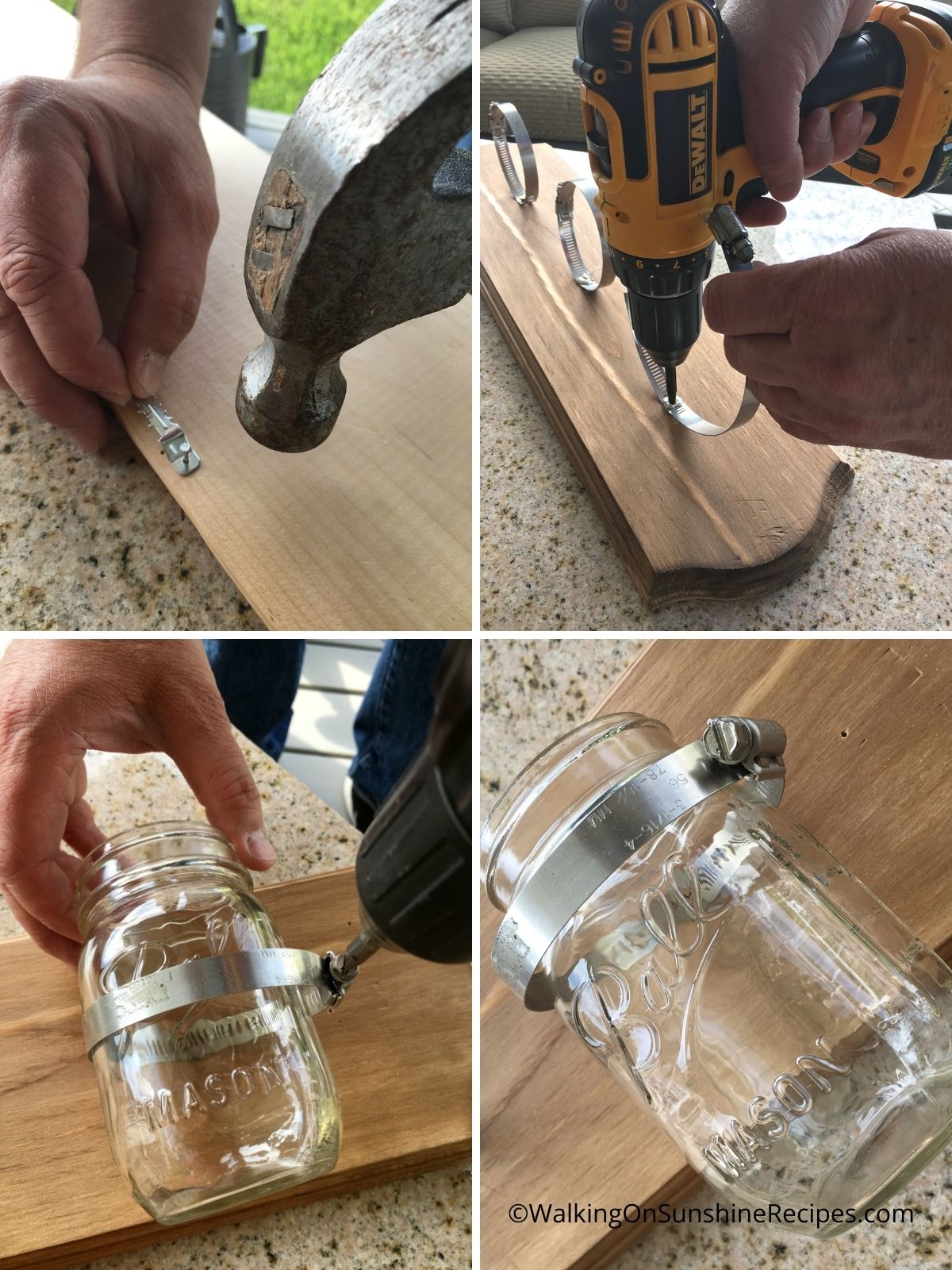 how to attach mason jar to wood.