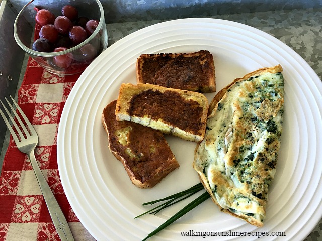 I made my own egg white omelet to have for breakfast with my Jenny Craig French Toast. 