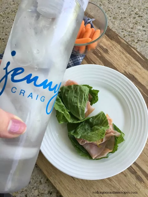 A delicious snack for me is lettuce wraps, carrots and water while I'm on the Jenny Craig weight loss plan. 