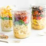 Pasta Salad in a Mason Jar featured on Walking on Sunshine Recipes
