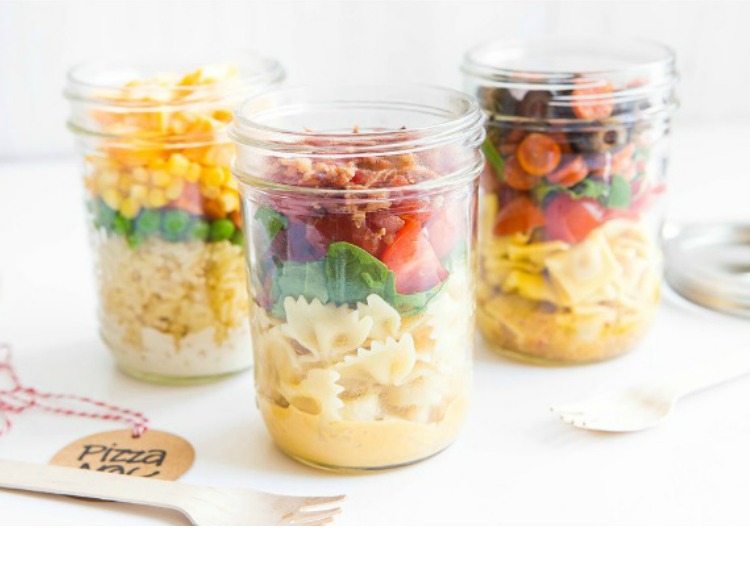 Pasta Salad in a Mason Jar featured on Walking on Sunshine Recipes