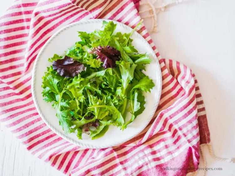 Plate of Lettuce on Red Dish Towel FEATURED photo from Walking on Sunshine Recipes