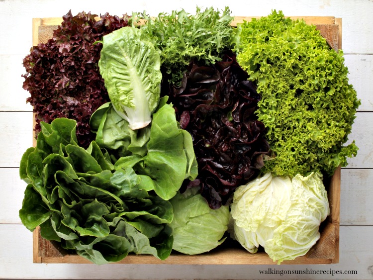 Wooden Bowl full of a Variety of Lettuce from Walking on Sunshine Recipes