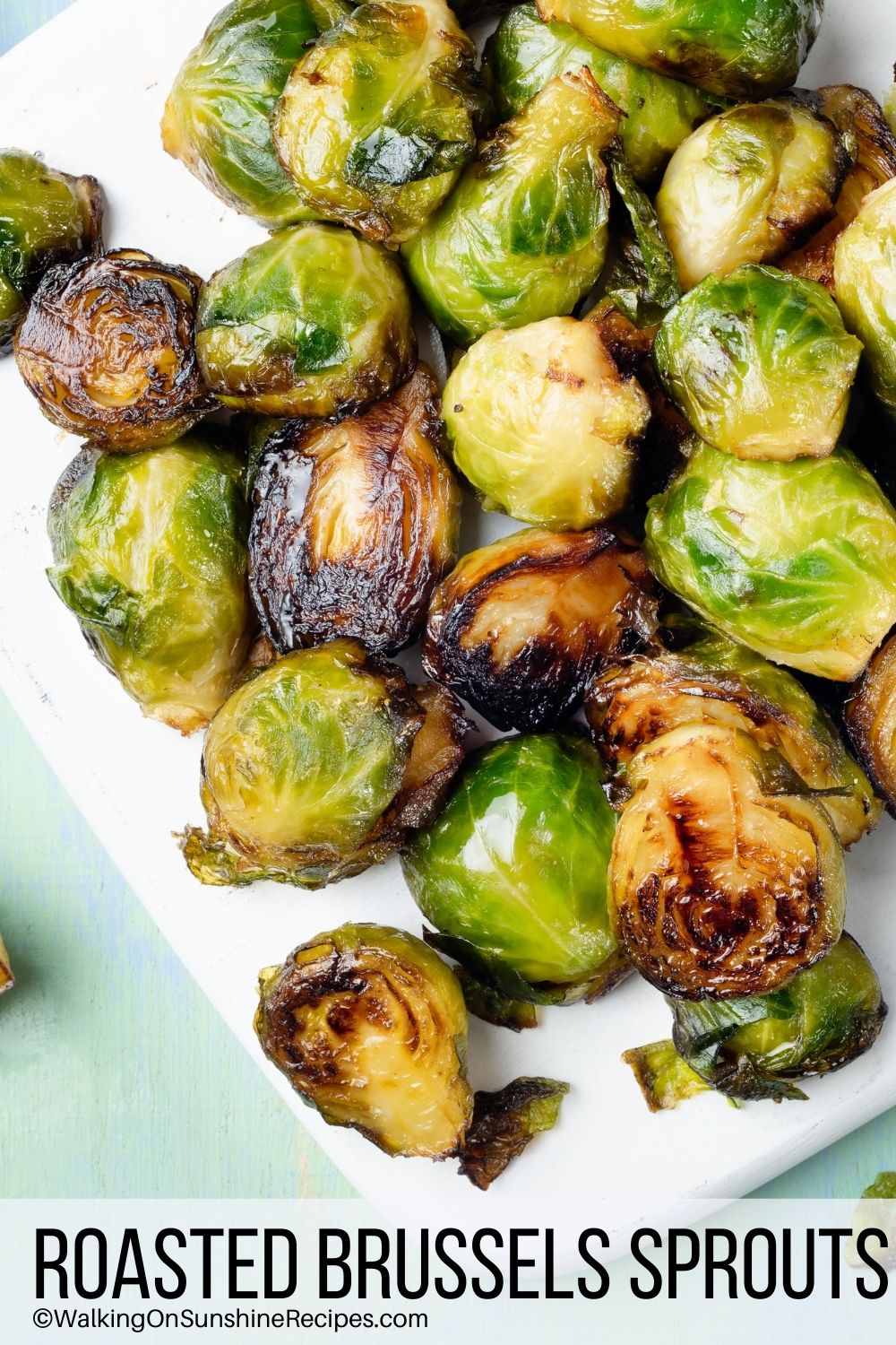 Roasted Brussels Sprouts on white plate.