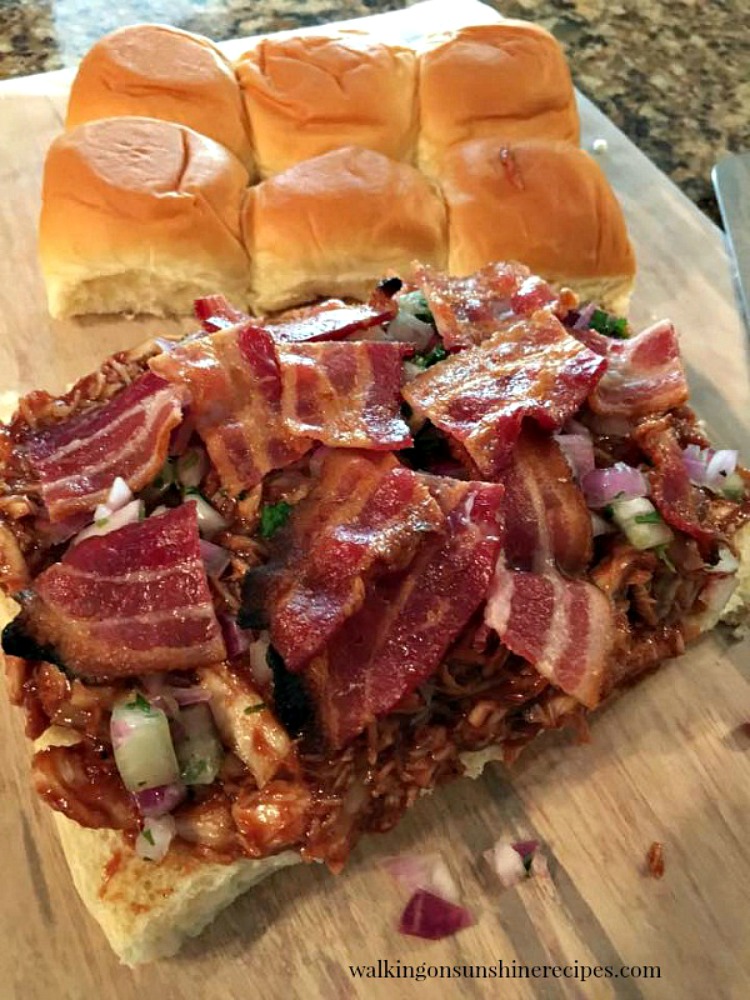 BBQ Chicken Sliders with Bacon from Walking on Sunshine Recipes