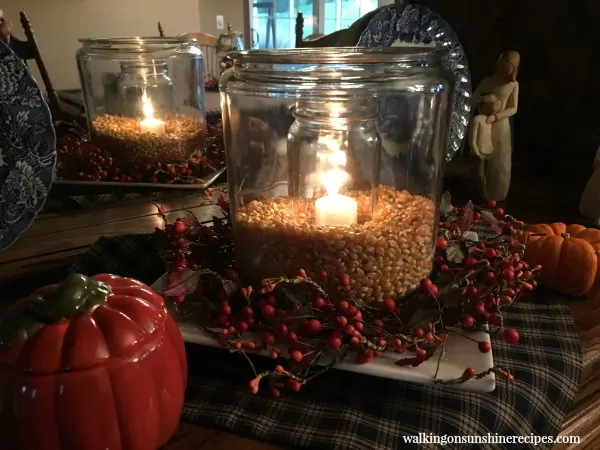 Glass Jar with Candle and Popcorn from Walking on Sunshine Recipes