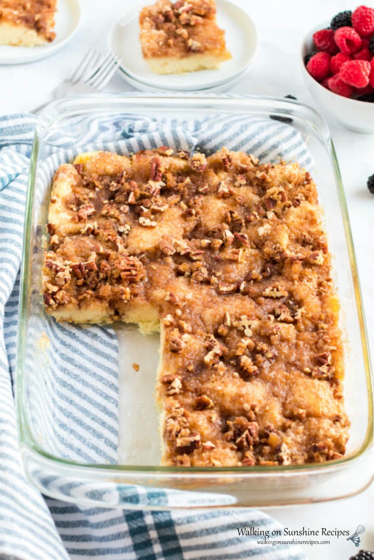 Overnight French Toast Breakfast Casserole sliced.