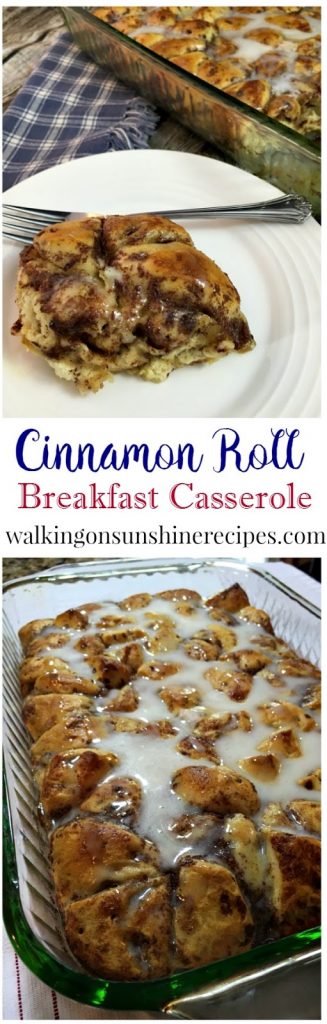 Casserole de petit-déjeuner à la cannelle réalisée avec des Cinnamon Rolls réfrigérés.