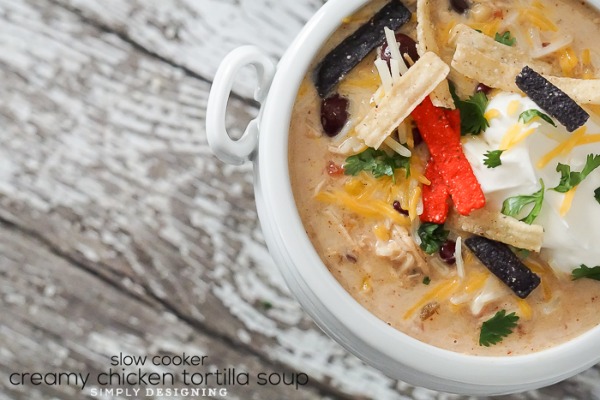 Slow Cooker Creamy Chicken Tortilla Soup from Simply Designing
