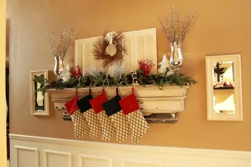 Decorative Ledge as Christmas Mantel from Decor Chick