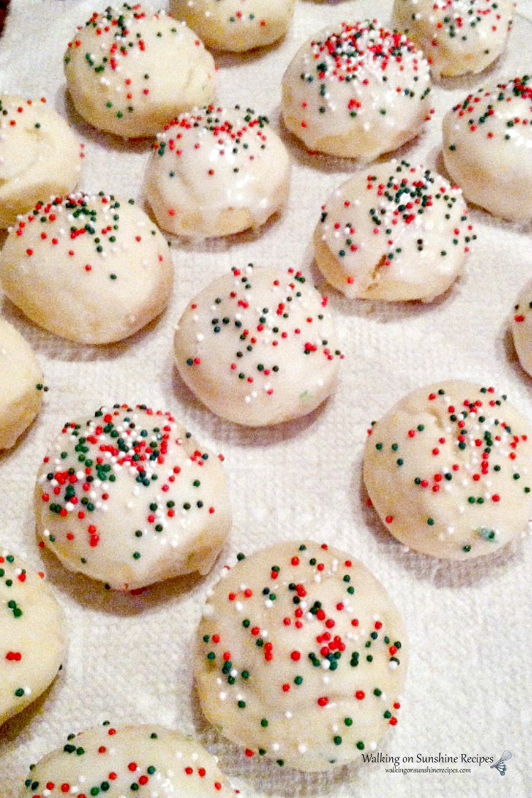 Italian Ricotta Cookies with glaze and sprinkles