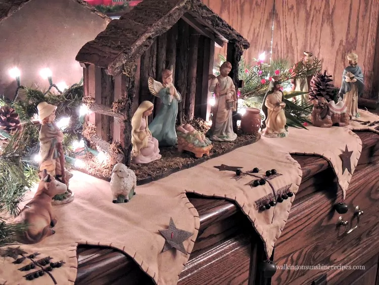 Nativity Set on Dining Room Hutch