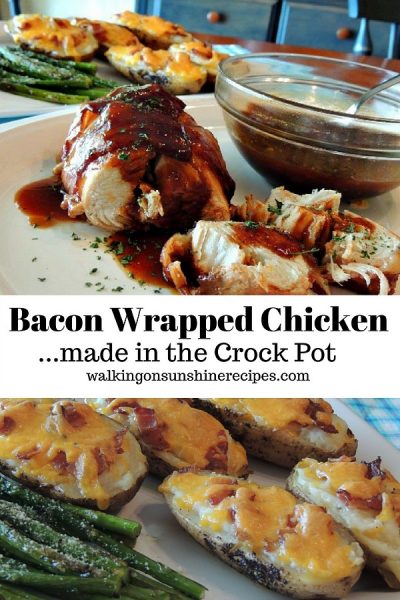 Bacon Wrapped BBQ Crock Pot Chicken | Walking on Sunshine