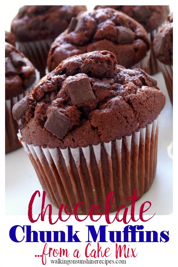 Chocolate Chunk Muffins from a Cake Mix from Walking on Sunshine