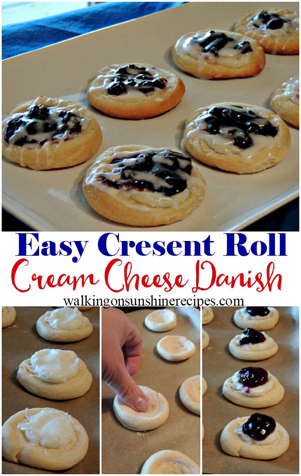Easy Cream Cheese Danish Recipe with Crescent Rolls from Walking on Sunshine.