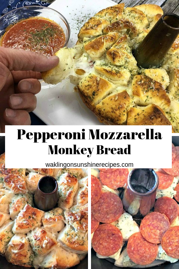 Pepperoni Mozzarella Monkey Bread is filled with pepperoni, garlic butter and cheese perfect for the weekend games or fun at home with the family! Pillsbury garlic monkey bread
