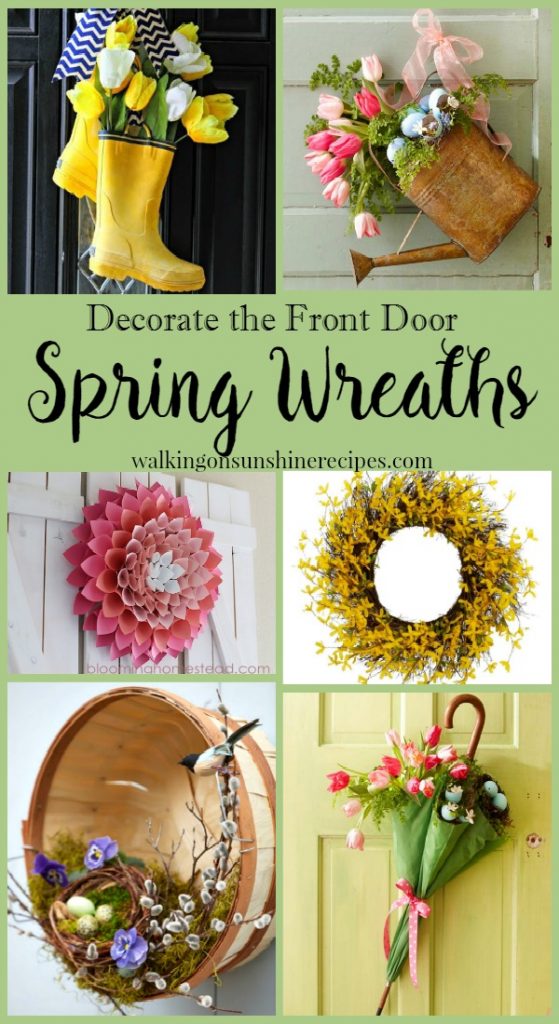 Decorate the front door with Spring Wreaths from Walking on Sunshine