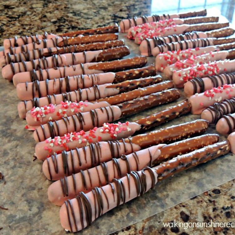pink chocolate covered pretzels