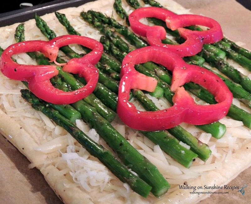Asparagus and Cheese Puff Pastry Tart from Walking on Sunshine before baking