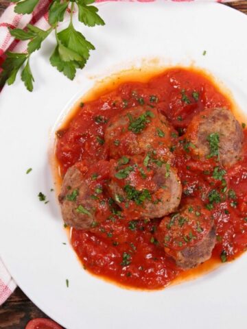 Tomato Sauce with meatballs.