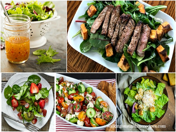A collection of summer salad recipes featured on Walking on Sunshine as part of our Delicious Dishes Recipe Party.