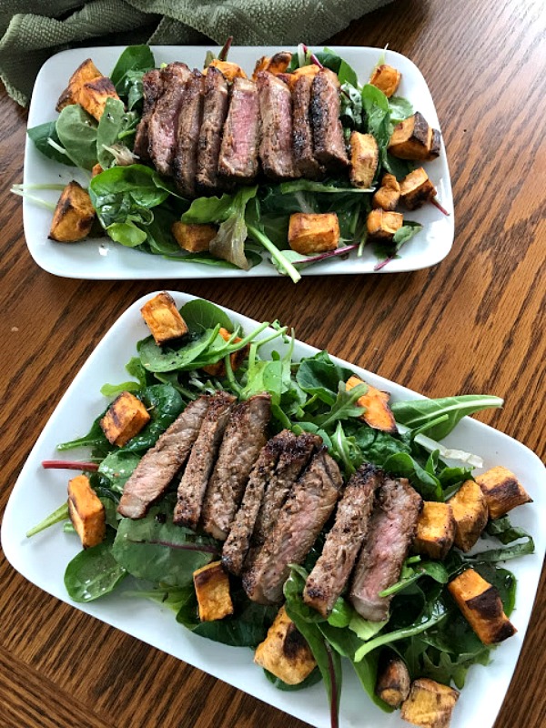 Warm Steak and Sweet Potato Salad from Our Good Life
