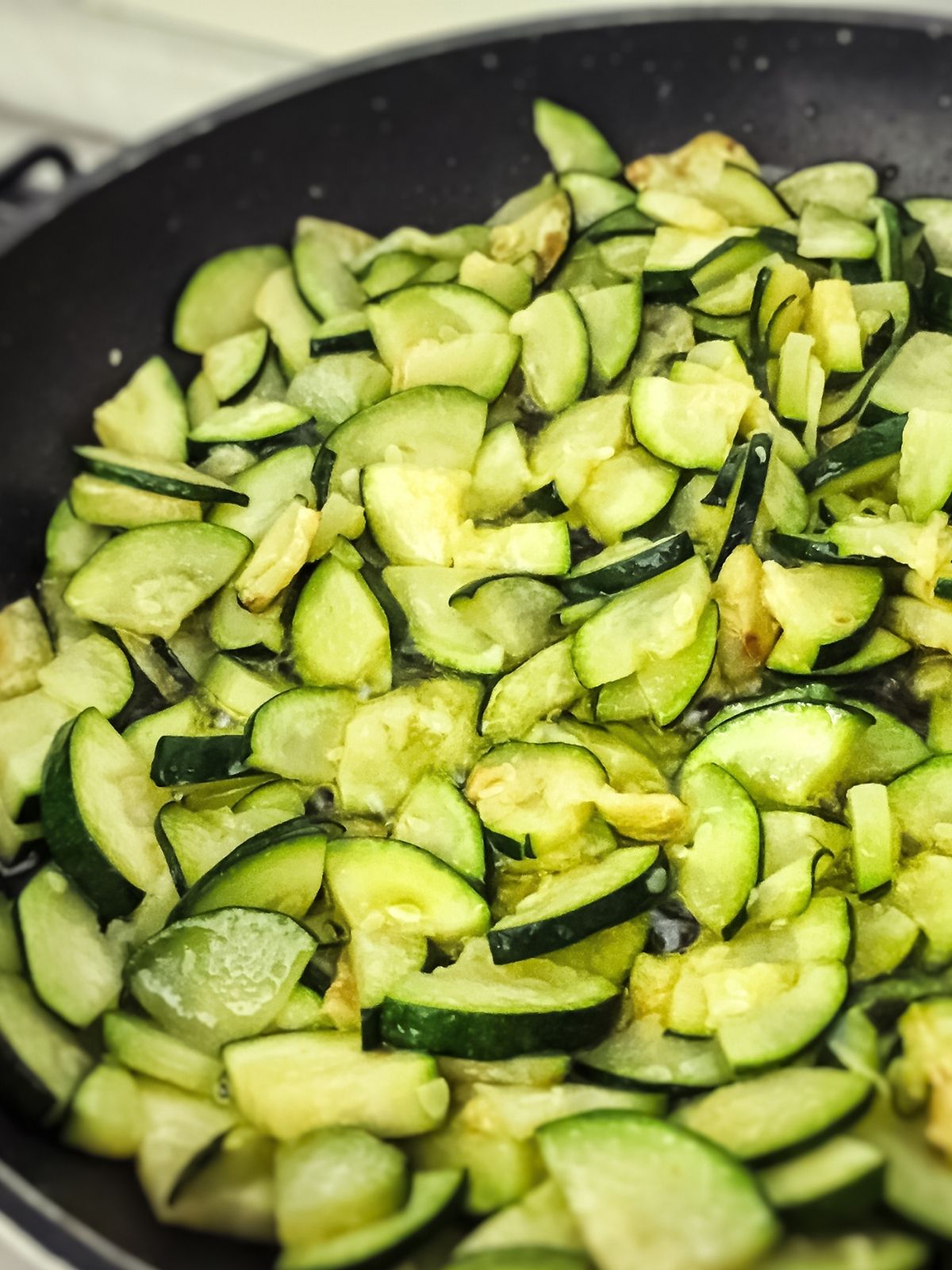 cooked sliced zucchini.