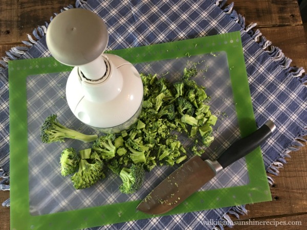 Chopping Broccoli for Scrambled Egg Muffin Cups from Walking on Sunshine