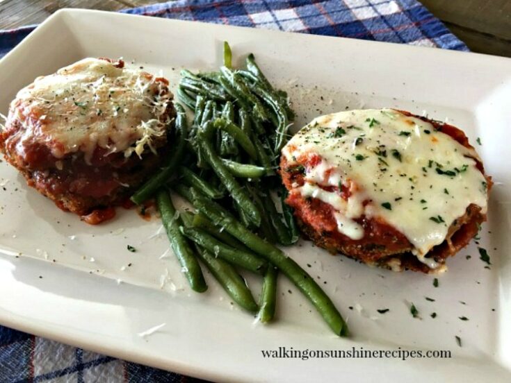 Healthy Baked Eggplant Parmesan FEATURED photo from Walking on Sunshine