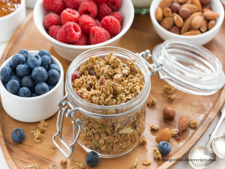 Homemade Stove Top Granola with fruit and nuts from Walking on Sunshine Recipes