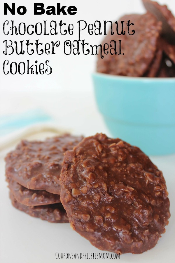 No Bake Chocolate Peanut Butter Oatmeal Cookies from Coupons and Freebies Mom