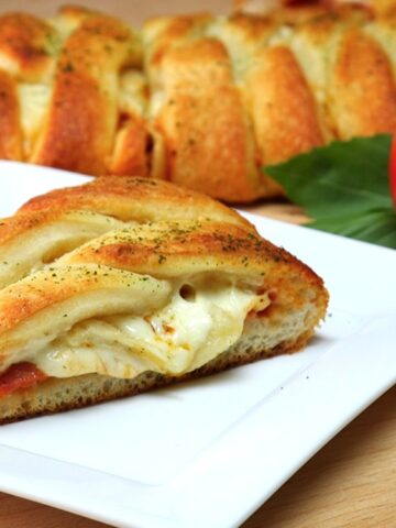 Pizza Braid made with mozzarella cheese and pepperoni