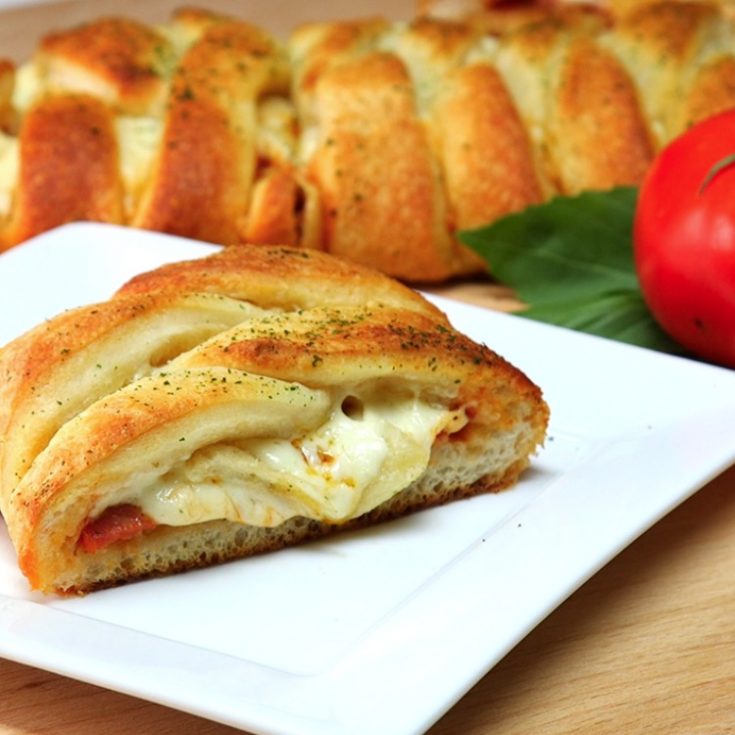 Pizza Braid made with mozzarella cheese and pepperoni