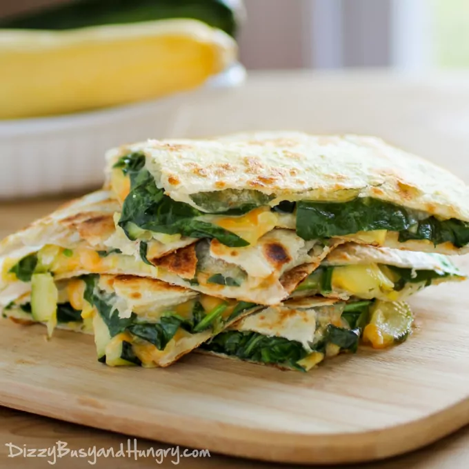 Cheesy Zucchini Spinach Quesadillas from Dizzy Busy and Hungry