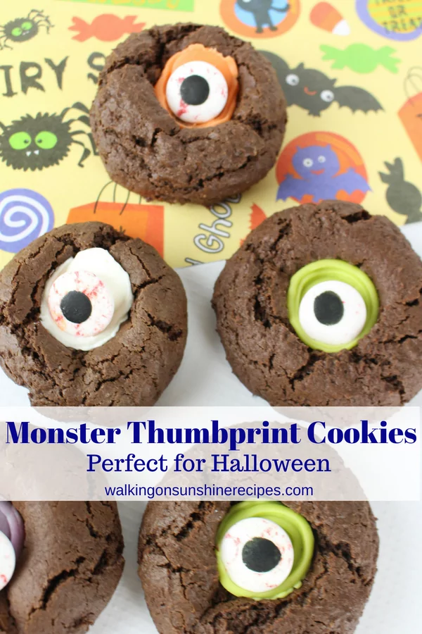 Halloween Thumbprint Monster Cookies